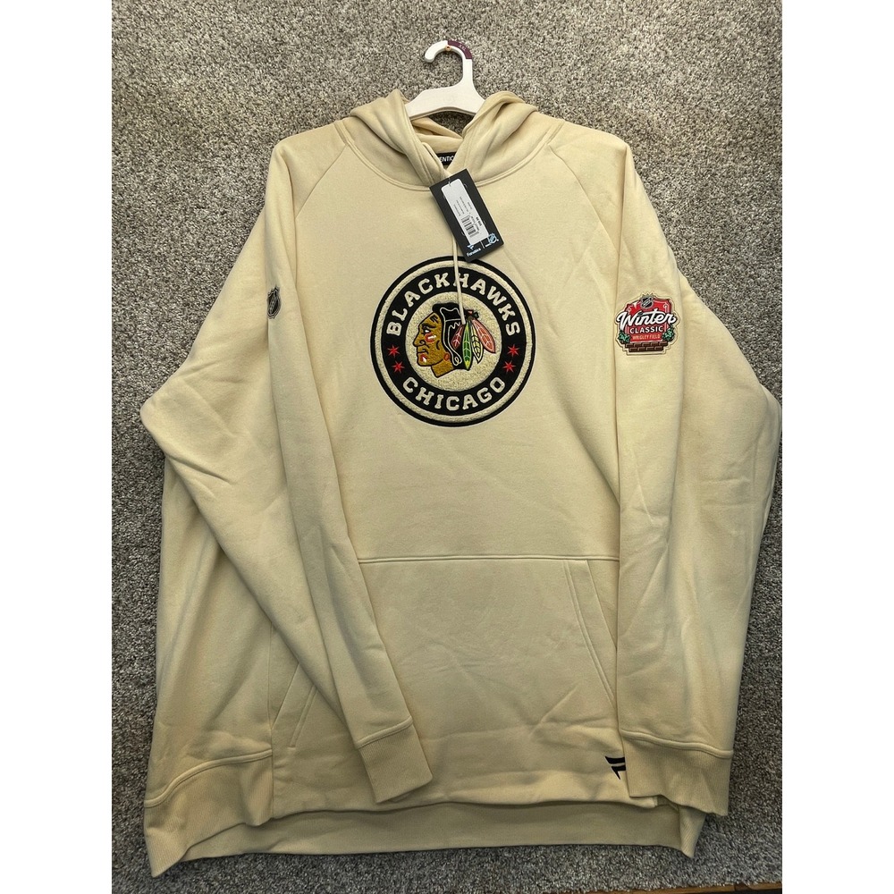 Fanatics Chicago Blackhawks Hoodie Mens 2XL Cream NEW Winter Classic NHL